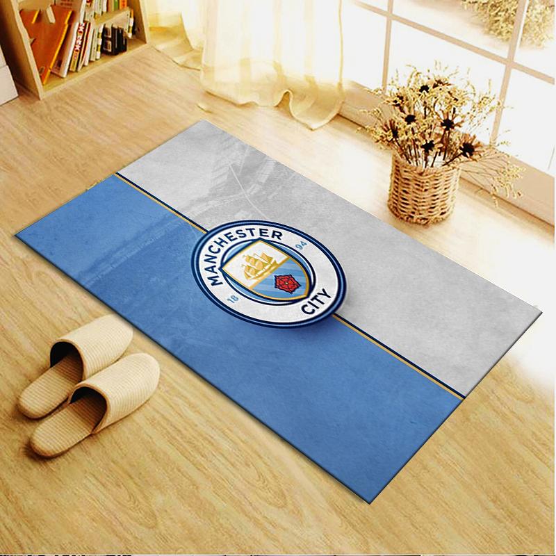 Manchester City Football Club Teppich für Wohnzimmer Schlafzimmer Zuhause Sofadekoration, Kinderspiel Rutschfeste Bodenmatte