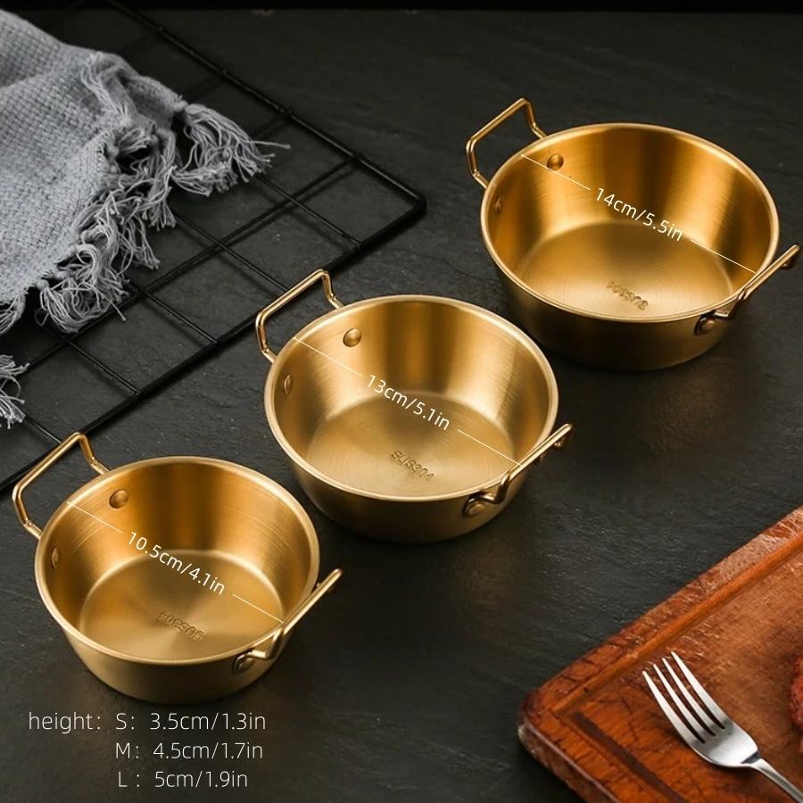 

Салатник из нержавеющей стали SUS304, Миска для зерновых, Суповая миска, Миска для корейского рисового вина, Бытовая десертная миска, Миска для парового яйца small золотой