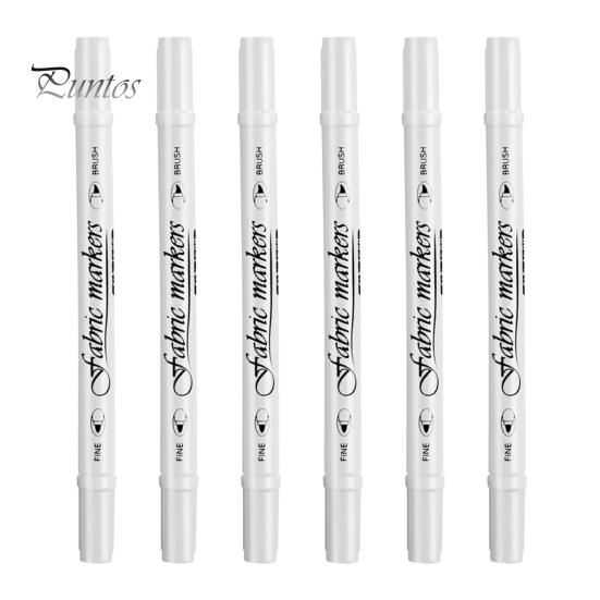 

4/6 шт. тканевая ручка с двойным наконечником, текстильные маркеры, водонепроницаемая ручка для рисования граффити для одежды, футболка, пальто 6pcs белый