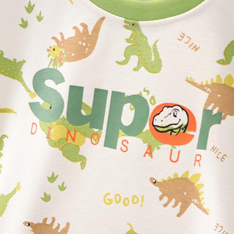 0-5-Year-old boy's short sleeved Set Children's cartoon dinosaur pattern T-shirt Cute two-piece set For boys