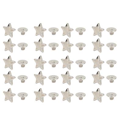 20 pezzi di rivetti a forma di stella, bottoni decorativi fai da te per vestiti e scarpe, accessori con viti, colore argento.