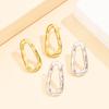 18K Gold Vacuum Plated Retro Baroque Geometric Oval Stainless Steel Earrings for Women
