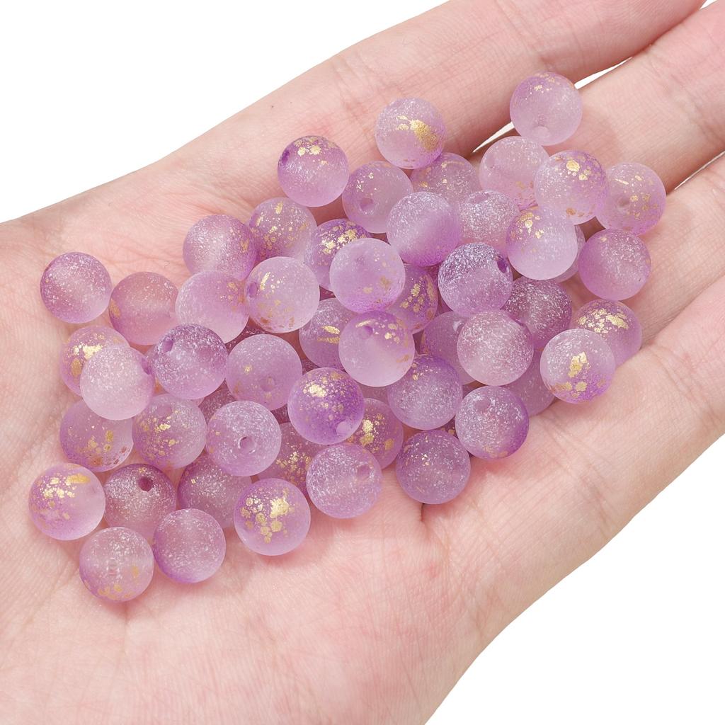 Perline di Cristallo di Vetro Effetto Foglia d'Oro 8mm Rotonde Distanziatori per Gioielli Fai da Te 50 Pezzi Multicolori