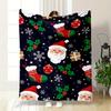 Christmas Santa and Holiday Pattern Patterned blanket, flannel, suitable for all seasons, home decor, warm and cozy