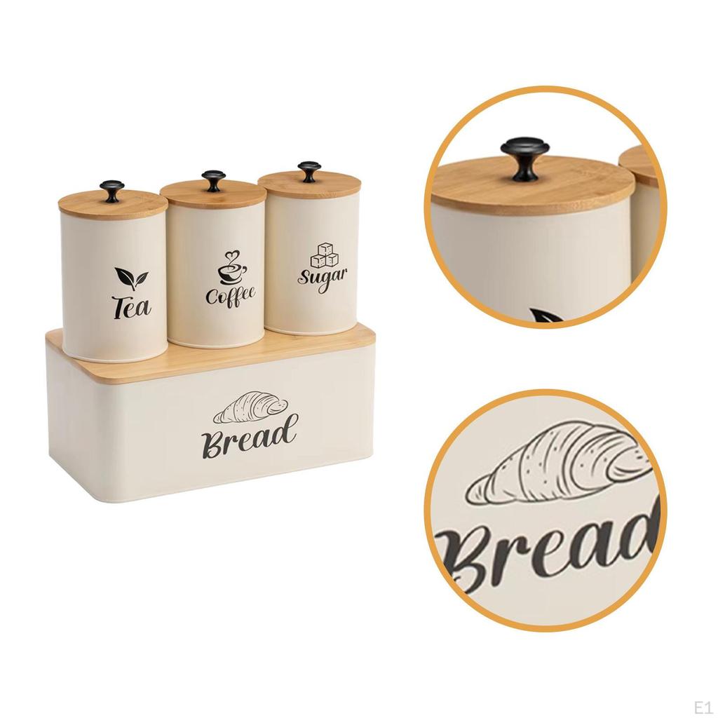Kitchen Canisters Set Coffee Tea Sugar Container Portable Farmhouse Food Jars Counter Bread Box for