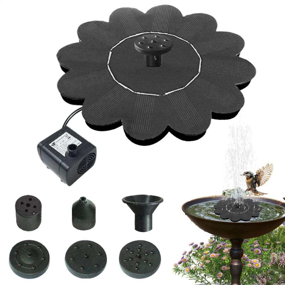 Bird Bath Solar Fountain Flower-Shaped Water Fountain Pump Waterfalls Outdoor Birdbath For Pool Pond Landscape Yard Patio Porch