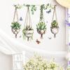 Creative Hanging Succulent Pot Wall Sticker Self-Adhesive for Bedroom Living Room Home Decoration