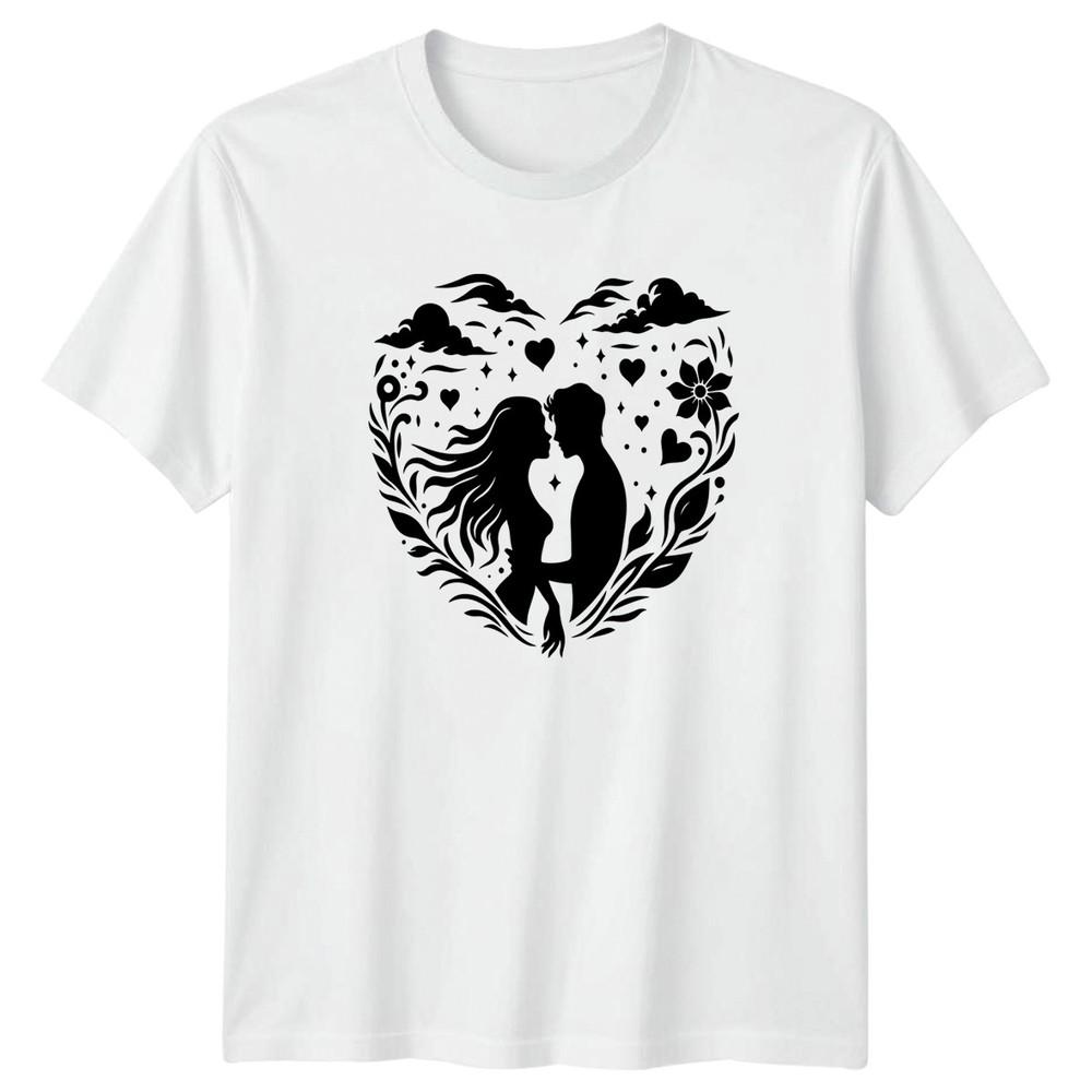 RoUnisextic Couple Silhouette Love Heart TShirt Anniversary RoUnisexce Gift S