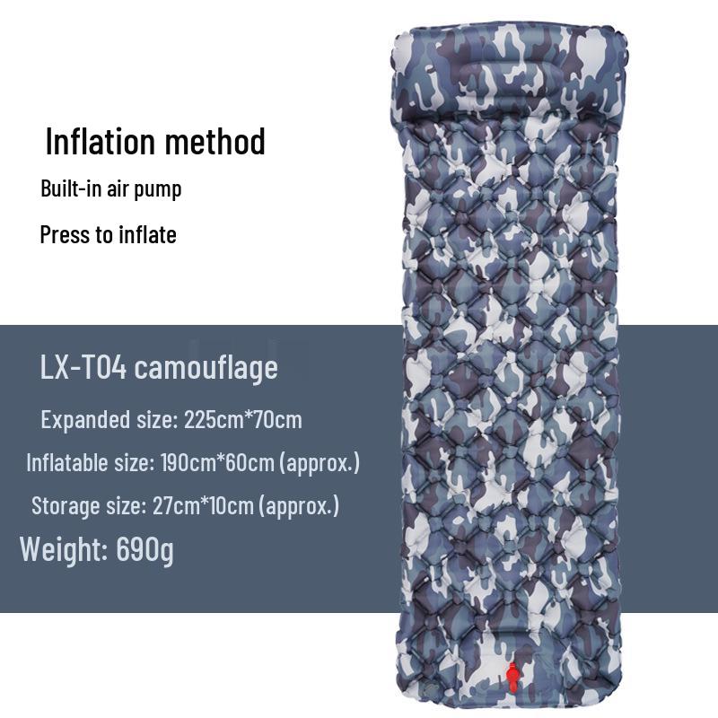 Moisture-Proof Inflatable Camping Air Mattress with Built-in Pump, 500g