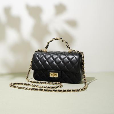 Borsa a Mano da Donna in Pelle di Vacchetta a Spalla Singola Crossbody Borsa a Catena Romboidale Versatile