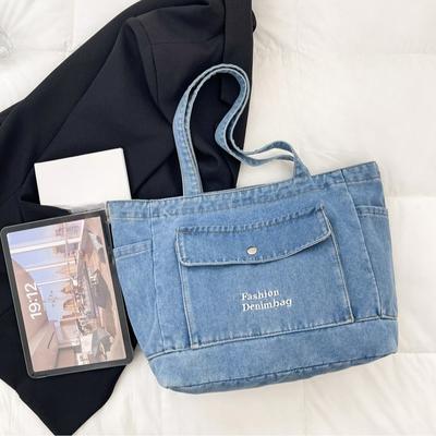 Denim Bag, Casual Girl Single-shoulder Bag, Large-capacity Tote Bag, Student Hand-held Tutorial Bag