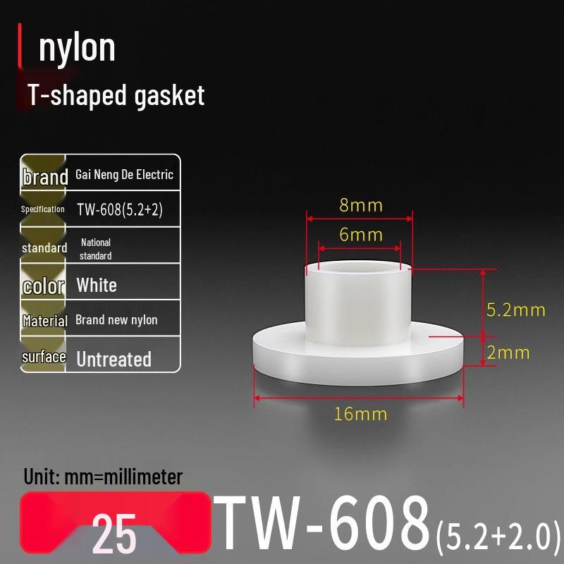 T-Shaped Nylon Gasket Ring Screw Shaft Sleeve with Concave-Convex Insulation Pad M2