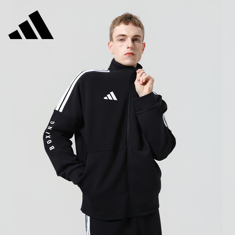 Adidas Boxing 3-Stripes Classic Retro Straight Leg Long Pants Stand Collar Jacket Cotton Two-Piece Casual Sports Suit Unisex Suit CLTR02NHJB+TR411TK