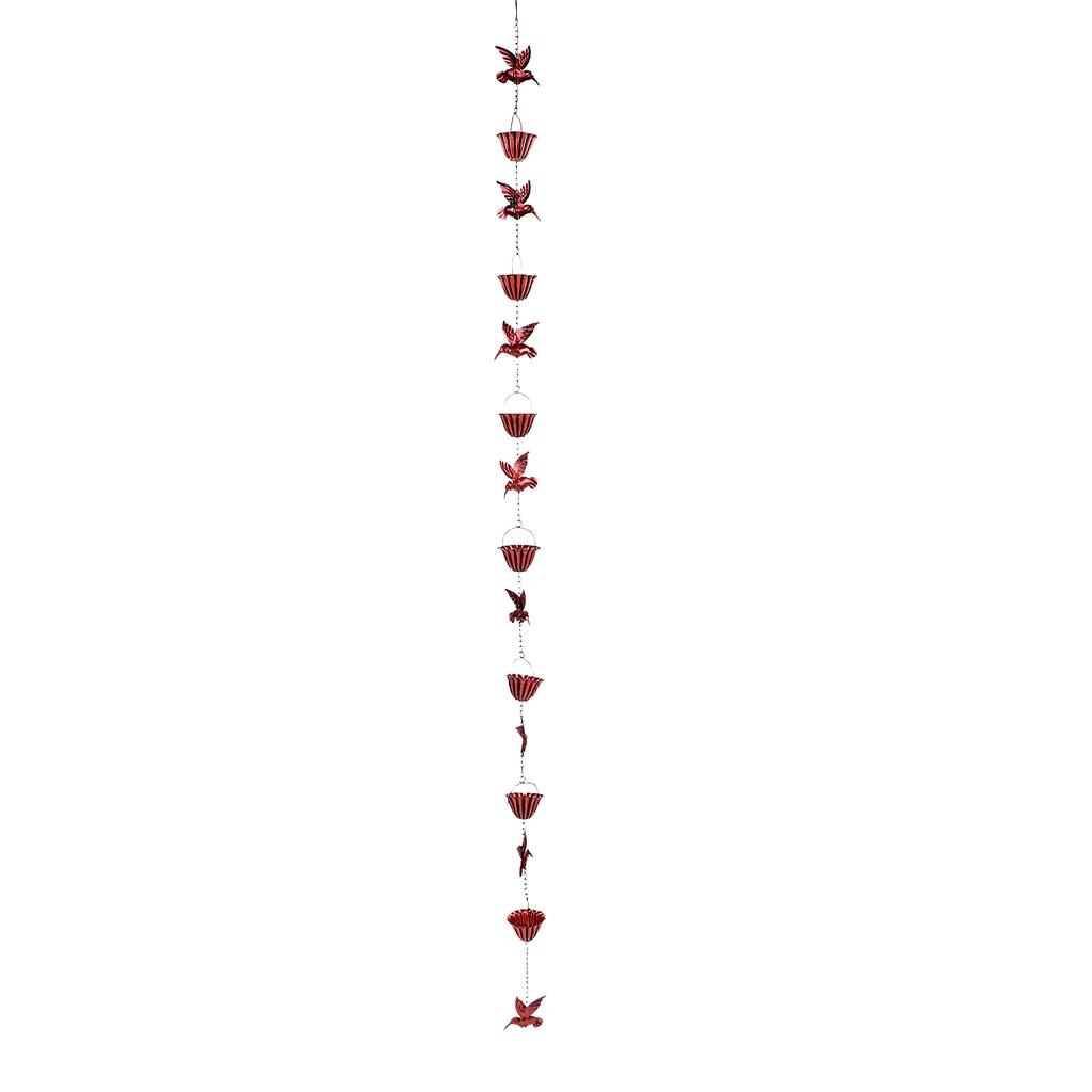 Rain Chain 7.9ft Vintage Metal Rain Catcher Chain with 7 Cups 8 Bird Decorations for Outdoor Garden Porch Balcony Bronze