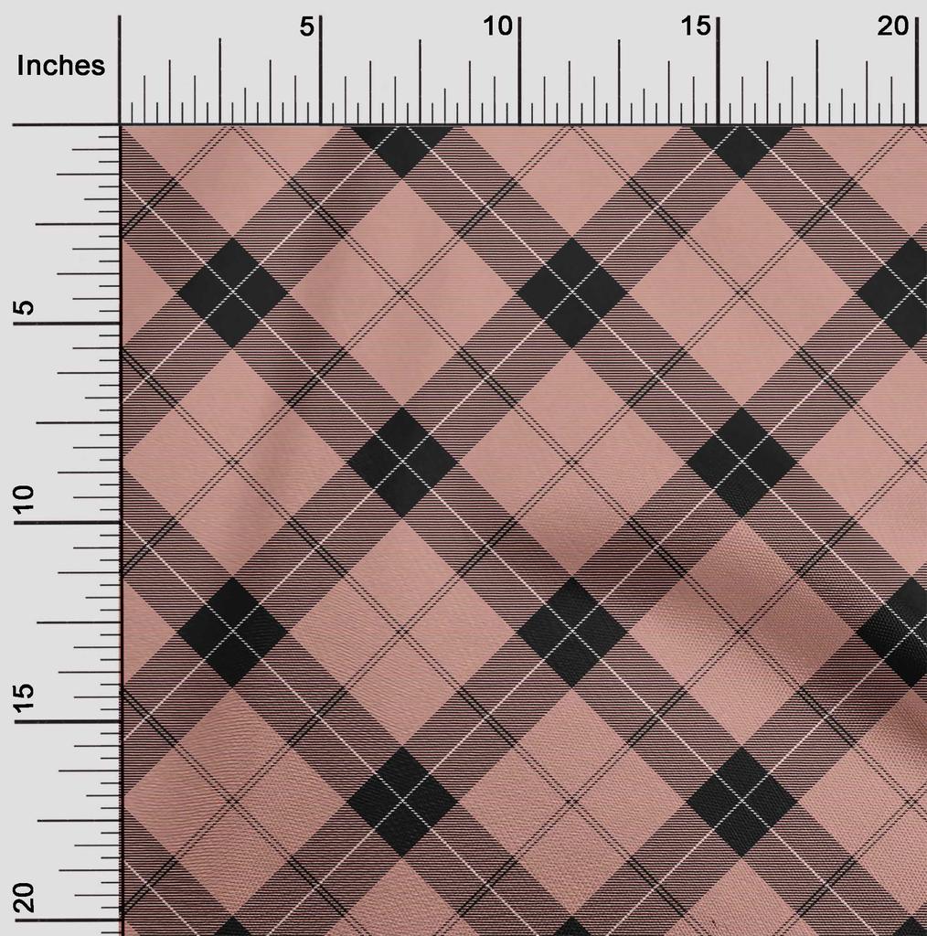 oneOone Cotton Flex Fabric Tartan Check Print Fabric By The Yard 40 Inch
