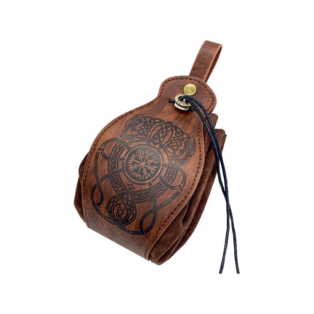 Artificial Leather Dice Bag Tray Design Viking Style Vintage Medieval Drawstring Pouch For D&D Role Playing Rpg Game Coin Purse Set