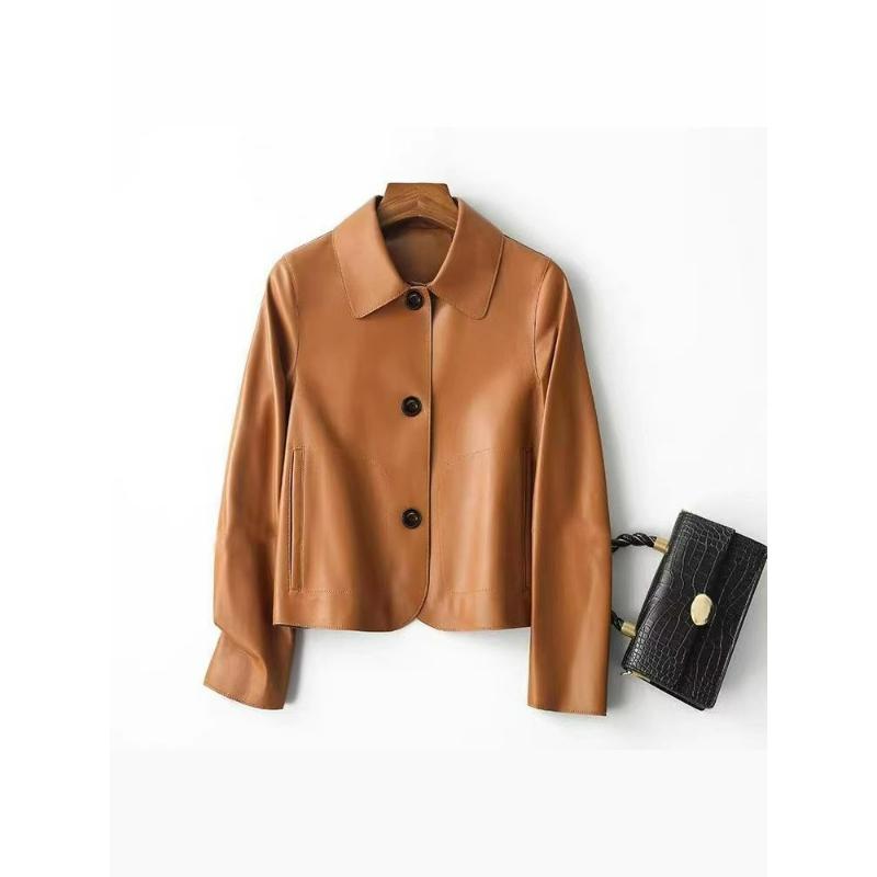 Damska Krótka Kurtka Jesienno-Zimowa ze Skóry PU Modny Trend Casualowa Kurtka Motocyklowa