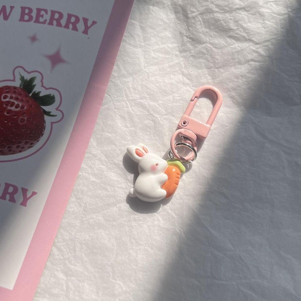 Resin Bunny Carrots Keychain Bunny Carrots Rabbit Tulip Keyring  Lucky Friendship Gift