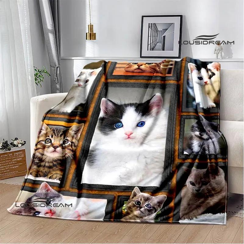 3D Cute Cat Printed Blanket Flannel Warm Blankets Soft and Comfortable Blanket Bed Linings Cubre Cama Birthday Gift