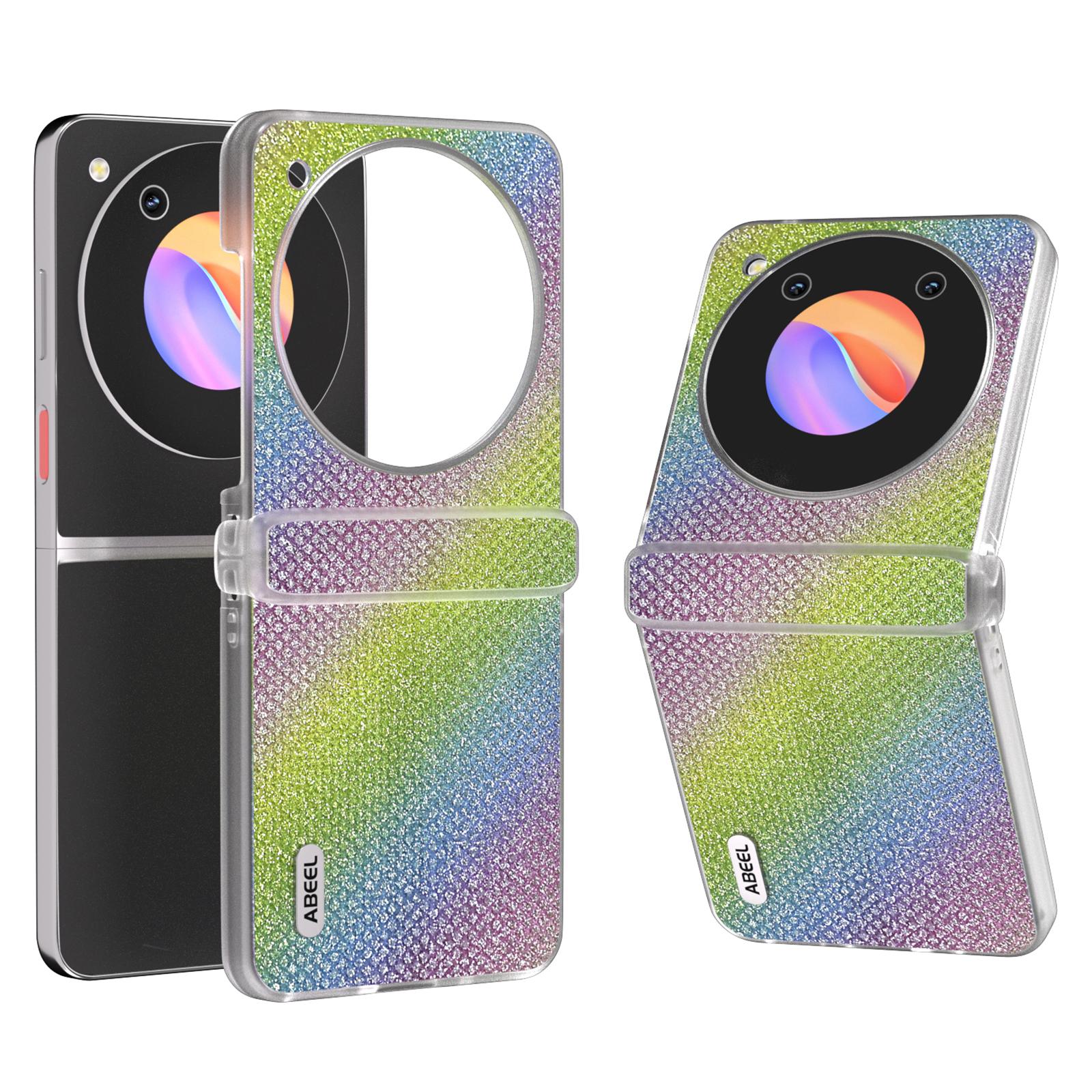 

ABEEL For ZTE Libero Flip/nubia Flip 5G Case Diamond Textured PU Coated PC Matte Edge Phone Cover Rainbow