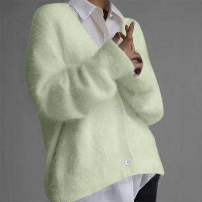 Suéter Feminino Colorido com Gola V e Botões