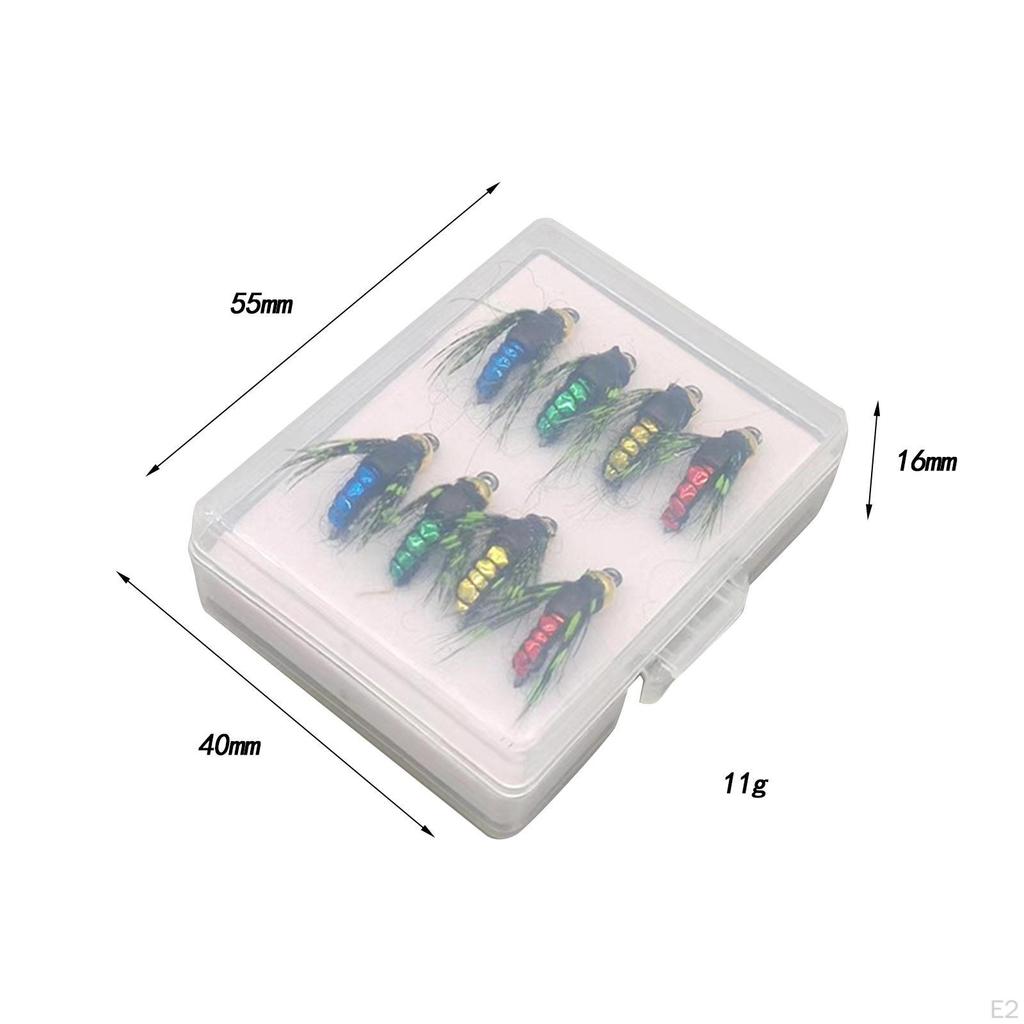 8x Fly Fishing Lures Artificial Realistic Portable Baits with Sharp Hooks for Bluegill