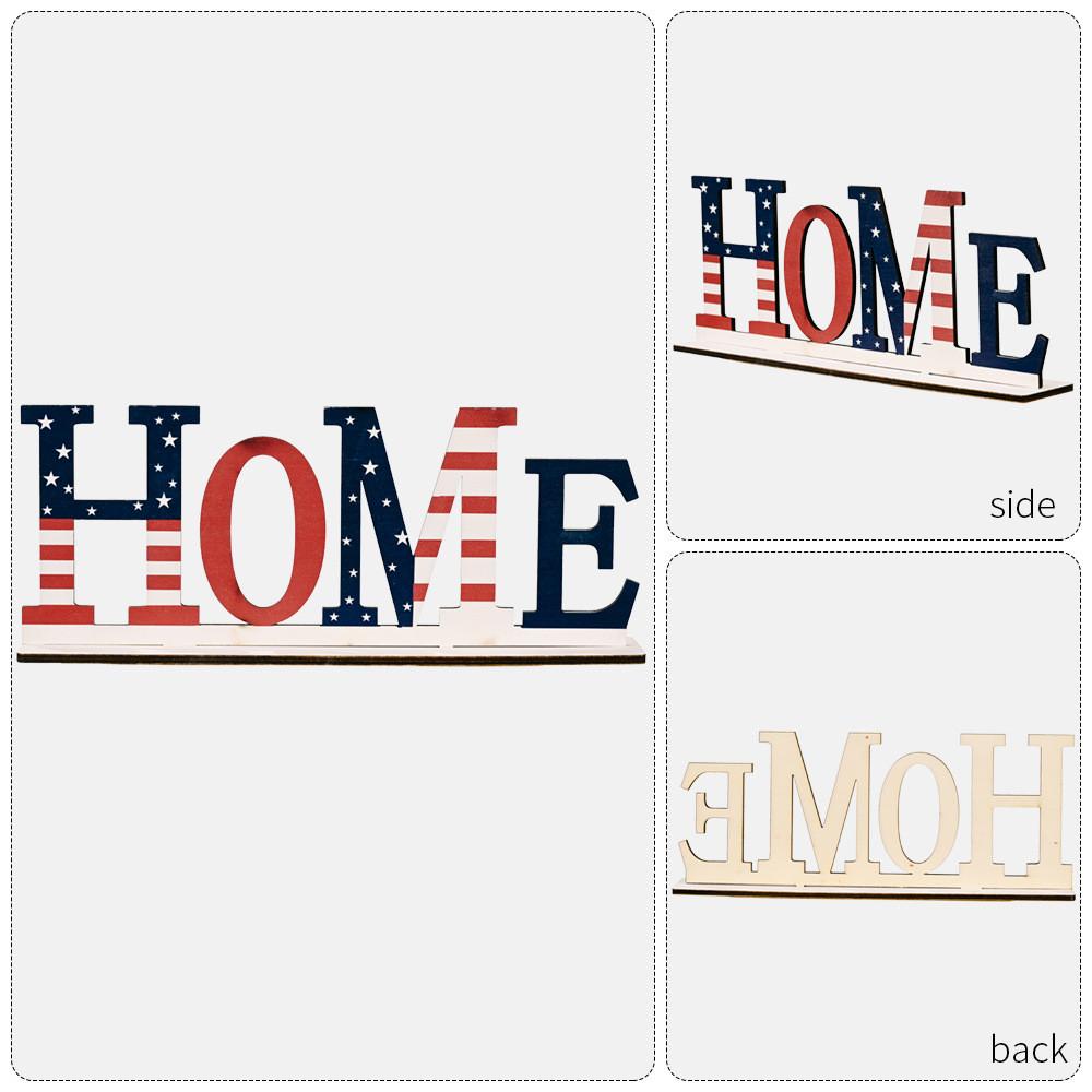 Alphabet Unique Wooden Ornament Independence Day Decor For Home And Cheer Holiday