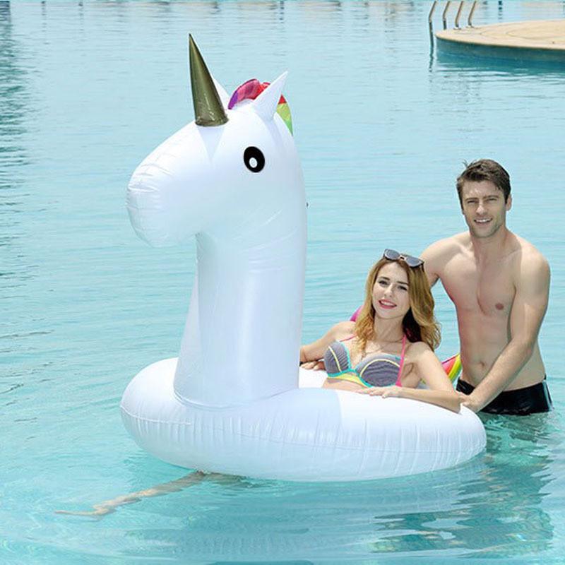 Colorful Inflatable Unicorn Pool Float Seat Swimming Ring Lifesaver
