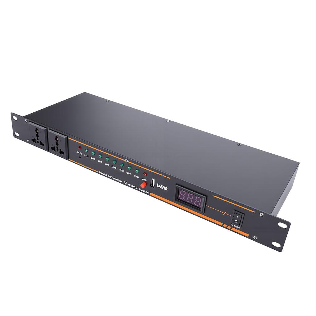 10 Outlet Power Sequencer Conditioner Professional Digital Display Power Sequencer Regulator for Sound Equipment
