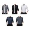 Men Shirt Lapel Long Breasted Shirt Color Elastic Fabric Tops Pure Sleeve Single Lightweight Breathable Shirt