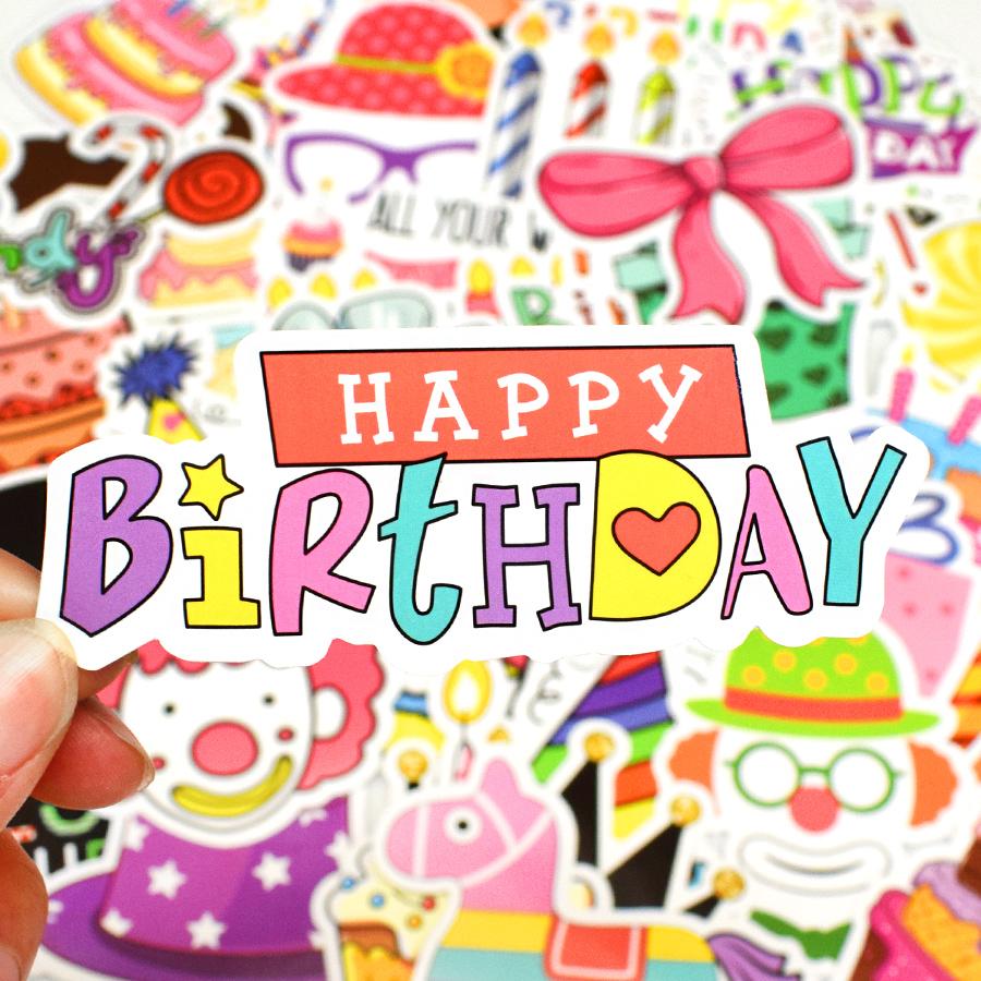 10/50 PCS Birthday Cute Stickers Laptop Bike Car Luggage Diary Funny Waterproof Sticker Pack Kids Toys Decal Gift Party Decor