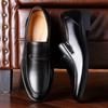 New Fashion Leather Shoes Men Footwear Flat Mens Casual Shoes Black Brand Male Footwear Slip-on Man Business Shoes A2766