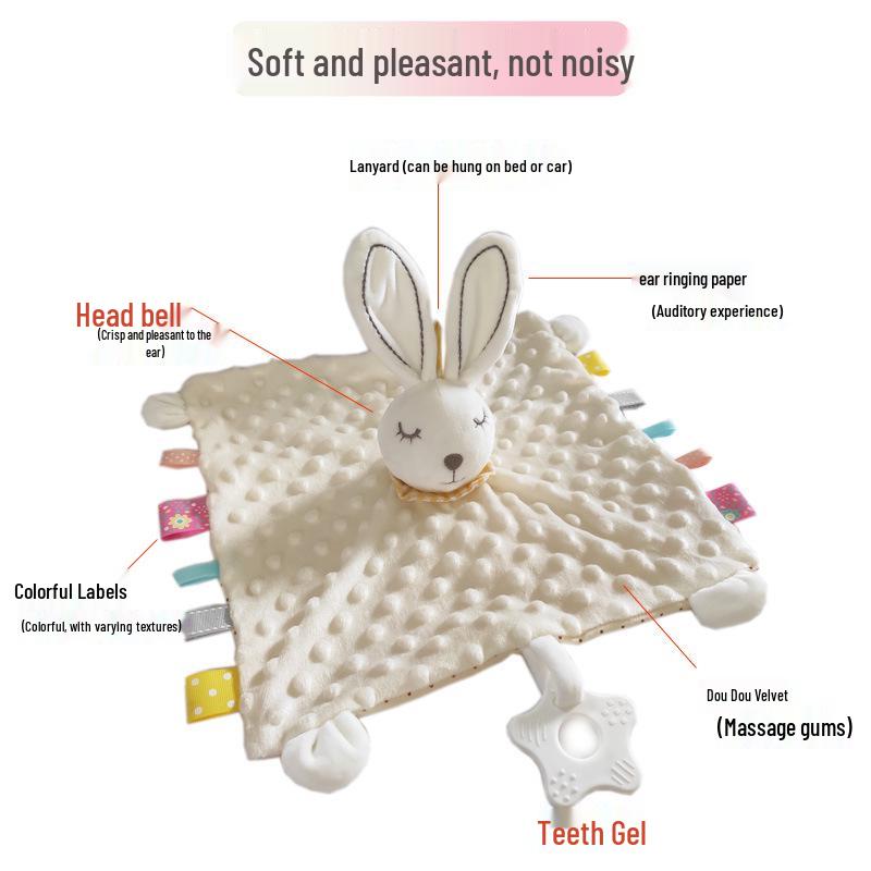 Baby Soothing Tag Blanket - Edible Sleep Aid & Early Education Cartoon Plush Doll