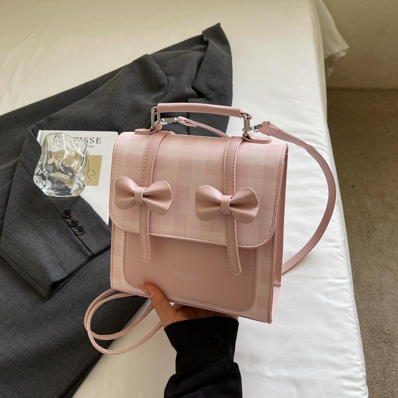 Schoolbag Korean version bow backpack bag women's new foreign style college style girl backpack texture crossbody shoulder bag women