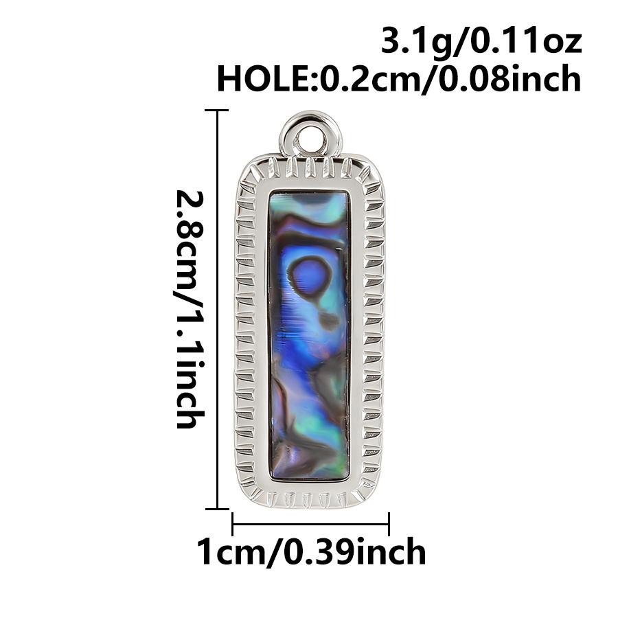 3pcs Geometric Charm Real Abalone Shell Stainless Steel Pendants For Jewelry Making Supplies Rectangle Round Pendant DIY Finding