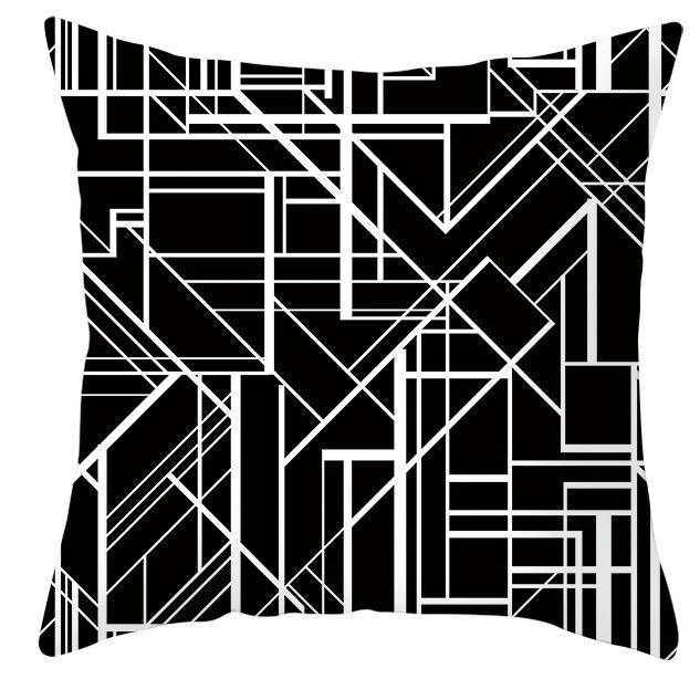 New Simple Black and White Plain Pillowcase Geometric Home Cushion Cover
