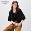 Kemengboka Women's Batwing Openwork Linen Blend Cardigan