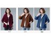Dámská manšestrová bunda s fleecovou podšívkou, 2024 korejský styl, podzim/zima, volný střih, plus size, zeštíhlující, top s kapucí.
