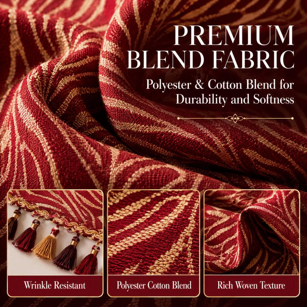 Polyester Cotton Christmas Tablecloth Woven Reversible Table Cover Golden Jacquard Dustproof Dining Table Cloth Dining Table