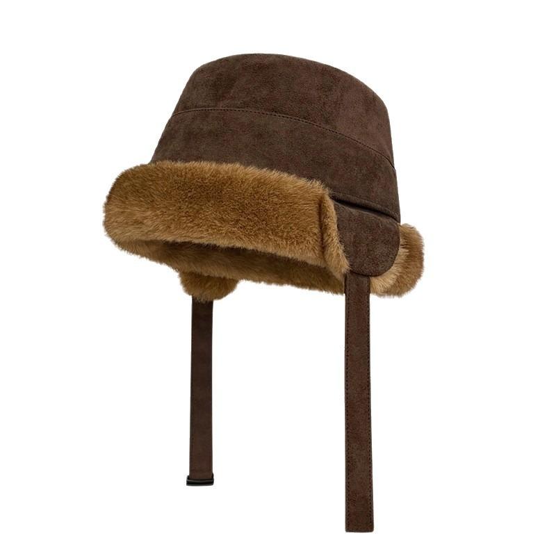 Women S Faux Suede Thick Earflap Winter Hat Multi Wear Fisherman Cap Mongolian Hat