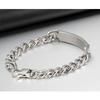Bracciale Uomo Catena a Maglia Cubana in Acciaio Inossidabile Colore Argento Bracciale Personalizzato Barra Personalizzata Con Nomi Iniziali Data Gioielli Maschili