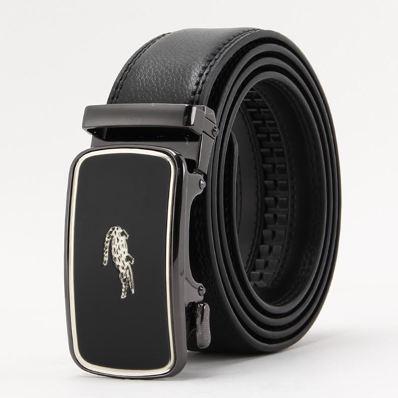 

Мужской ремень из коровьей кожи Автоматическая пряжка Натуральная кожа Двухслойная коровья кожа Деловой и повседневный ремень 110-130cm