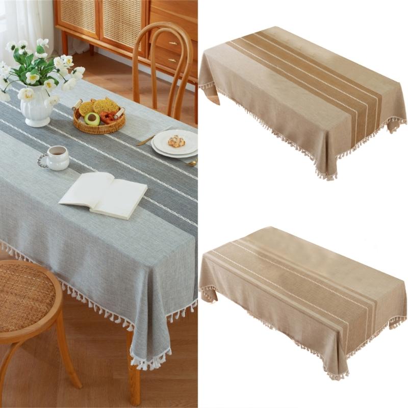 Table Runner With Fringe Long Natural Tassels Table Cover Washable Poly Cotton Tablecloth For Family Gatherings