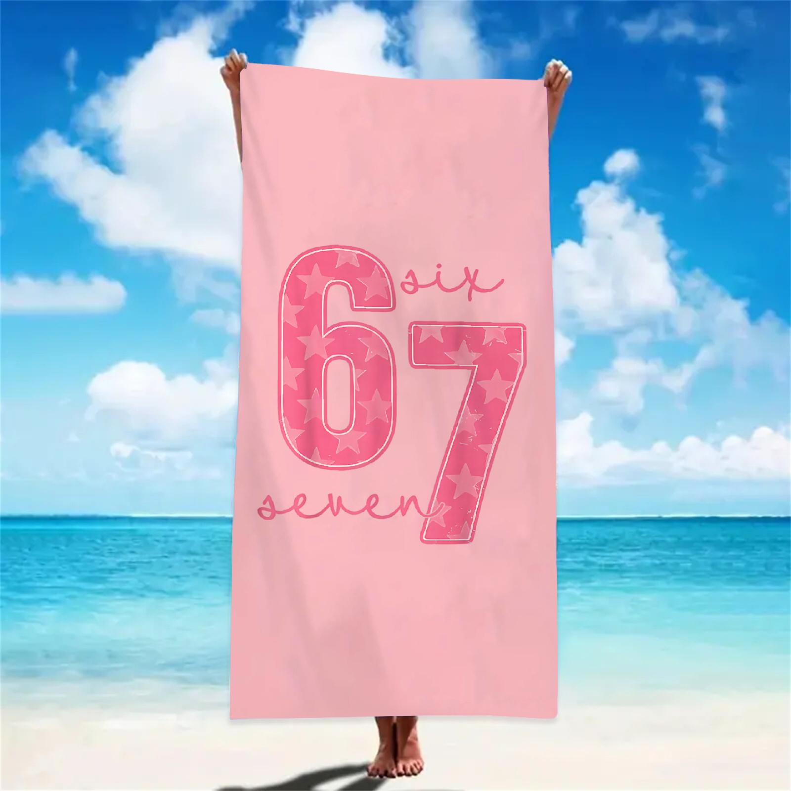 

Girly 67 Meme Beach Towel Pink Star Bow Pattern Absorbent Lightweight Towel Ideal for Vacation Swimming Bath Accessories W30*H60(CM)