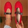 Woman Casual Single Shoes Round Toe Large Size Ladies Retro French Mary Jane Dress Ballet Flat Solid Comfortable Shoe Topsiders