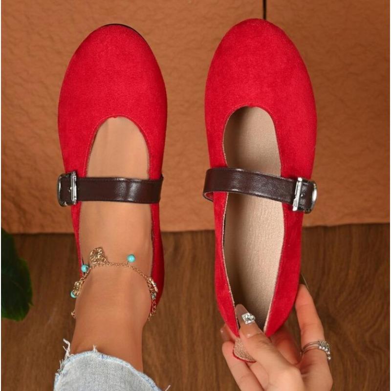 Woman Casual Single Shoes Round Toe Large Size Ladies Retro French Mary Jane Dress Ballet Flat Solid Comfortable Shoe Topsiders