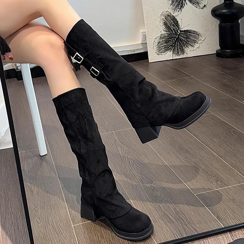 Fashion High Heels Women High Boots Chunky Designer Shoes Fashion Woman Pumps 2025 Autumn Dress Walking Casual Goth Chelsea Botas Mujer