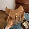 Maillard Brown Fringed Bag Autumn New Bohemian Retro Versatile Messenger Bag