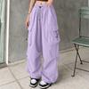 Women's Wide-Leg Athletic Pants with Multiple Pockets, Drawstring and Tapered Ankles