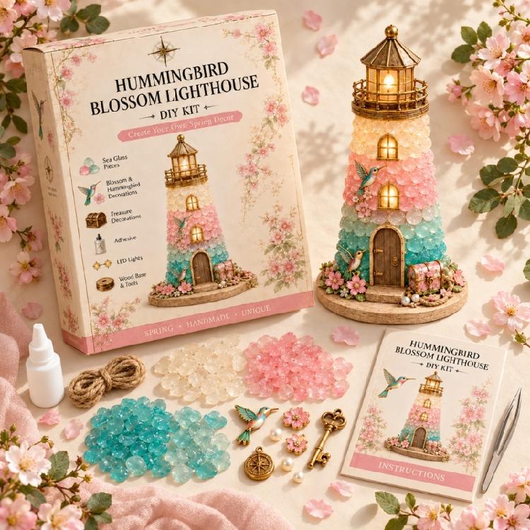 Standing Lighthouse Craft Set with Plastic Parts for Indoor Decoration, Handcrafts Assembly, and Handmade Gifting
